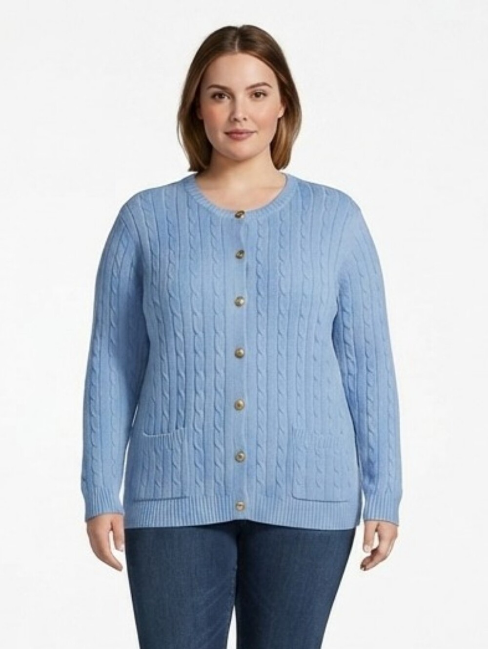 NWT Classic Elements Cable Knit Button-Up Cardigan